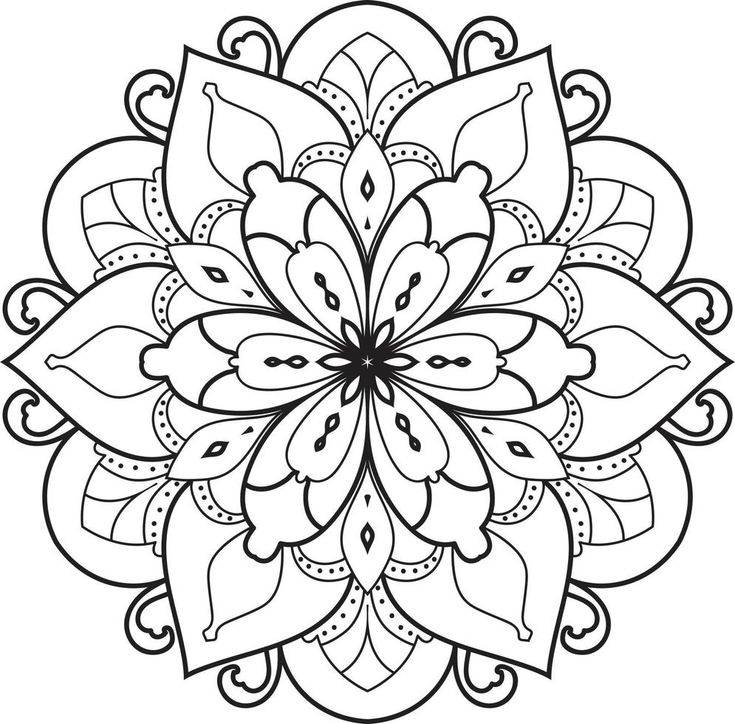 a black and white circular flower design