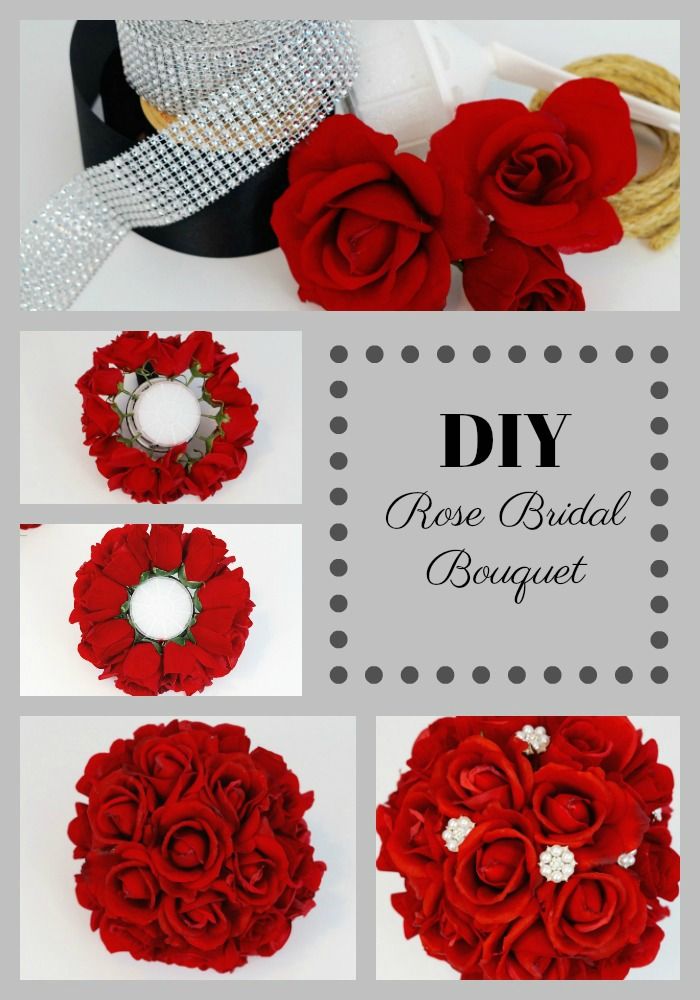 the instructions to make a diy rose bridal bouquet