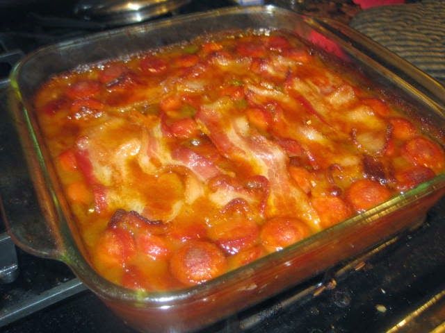 a casserole dish is sitting on the stove