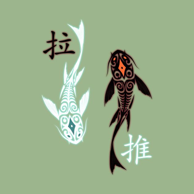 two fish that are next to each other on a green background with chinese characters in the bottom right corner