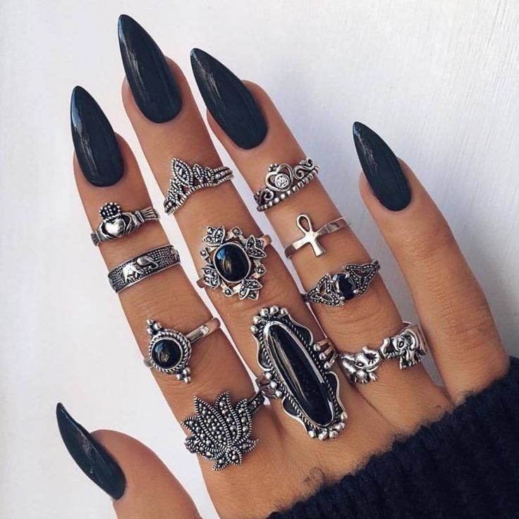 Free Shipping on all cute, trendy, fashion, ring set. There are 10 different styles available in these ring sets. Nails And Rings, Black Ring Set, Rose Gold Ring Set, Midi Ring Set, Black Opal Stone, Wedding Bride Jewelry, Ring Sets Boho, Punk Accessories, Boho Crystal