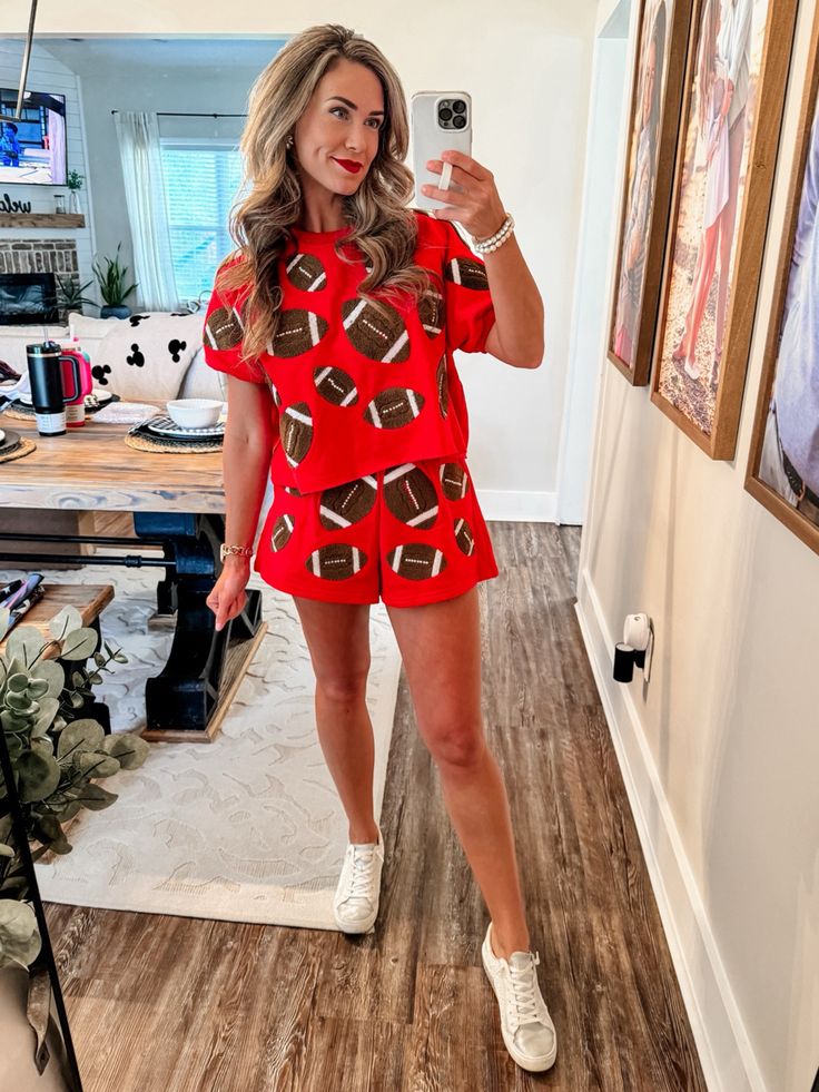 Game day OOTD  Queen of sparkles. Football. Game day. Go dawgs. Fall. Sports.  Follow my shop @Courtney_Townsend on the @shop.LTK app to shop this post and get my exclusive app-only content!  #liketkit #LTKSeasonal #LTKU #LTKStyleTip @shop.ltk https://liketk.it/4PYP7 Kansas City Chiefs Game Day Outfit, Chiefs Game Day Outfit, Chiefs Game Day, Go Dawgs, Football Top, Queen Of Sparkles, Fall Sports, Game Day Outfit, Football Tops