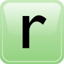 a green square button with the letter r on it's left side and an arrow in the center