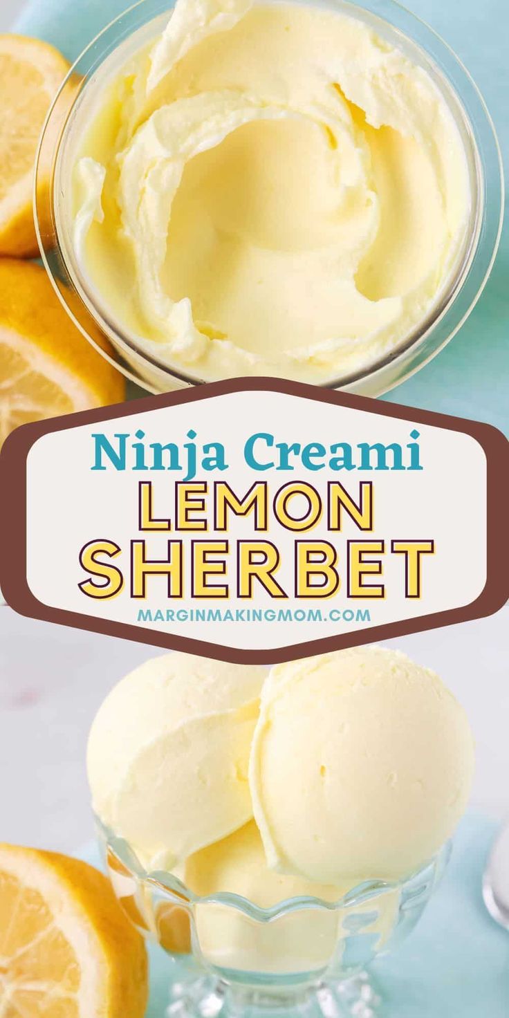 lemon sherbet ice cream in a glass bowl