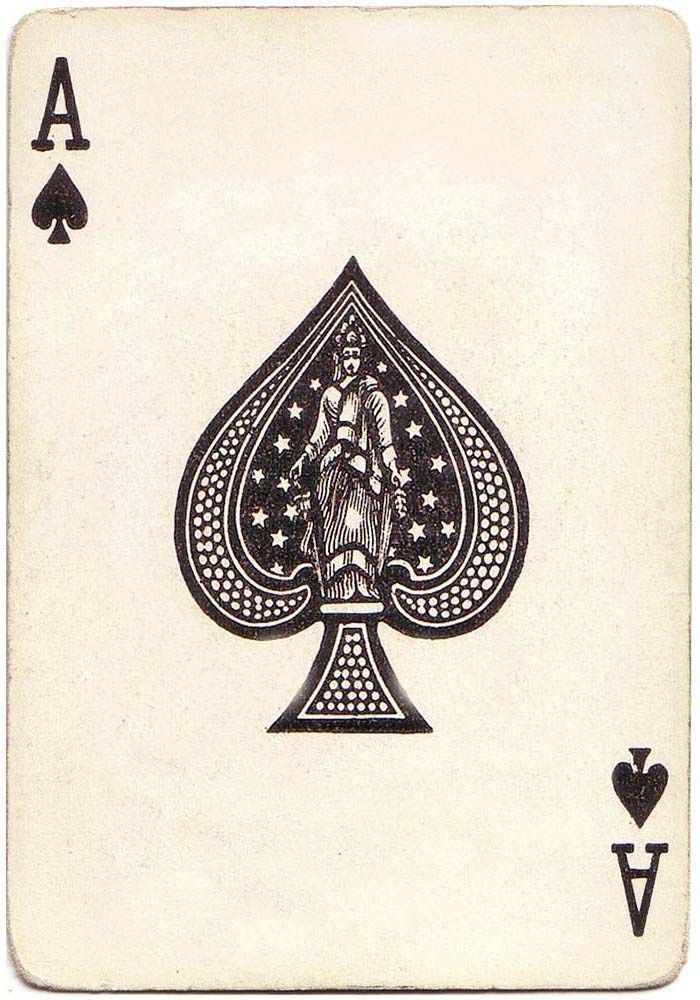 an ace playing card with the queen of spades on it's back side