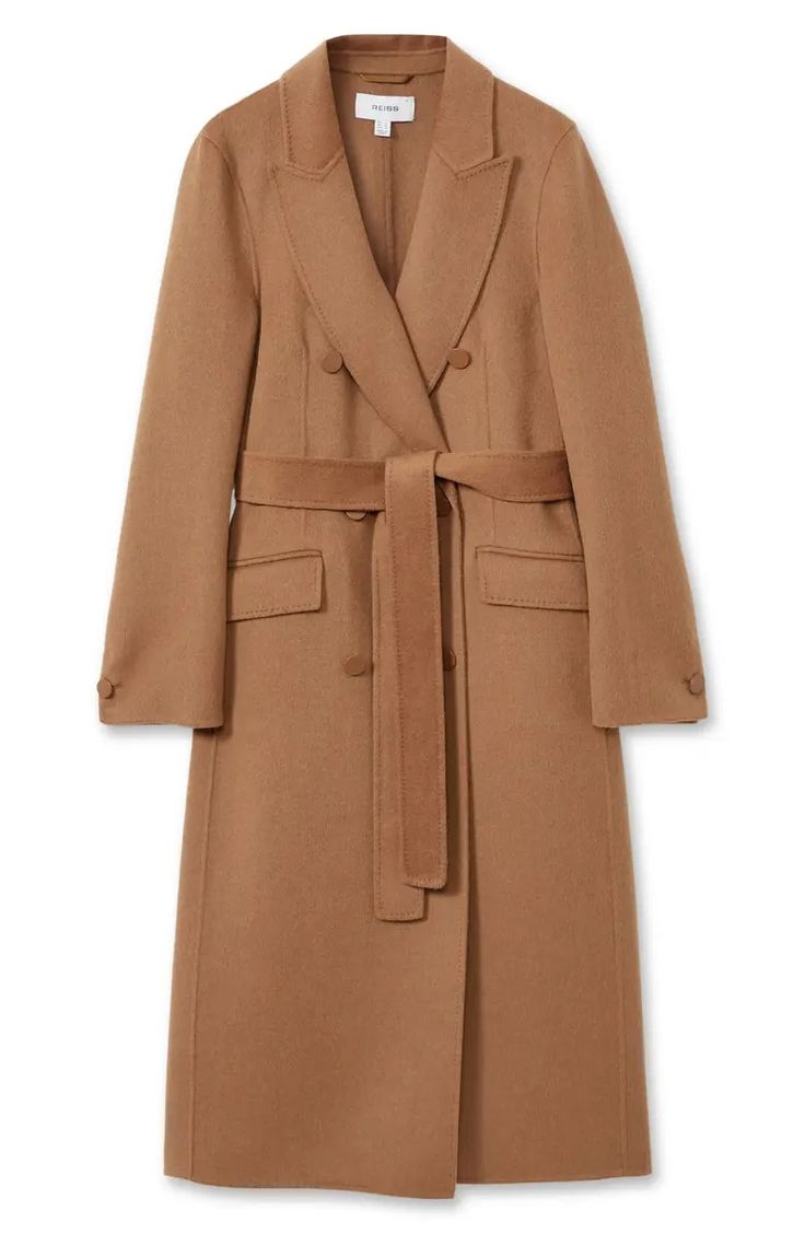 Reiss Maeve Wool Blend Double Breasted Coat | Nordstrom Reiss Coat, Rich Fabric, Wool Blend Coat, Double Breasted Coat, Toffee, Long Coat, Black Coat, Belts For Women, Flap Pocket