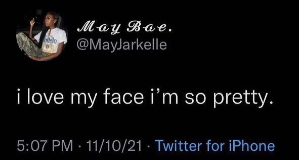 an ad for mary boe's twitter account with the caption i love my face im so pretty