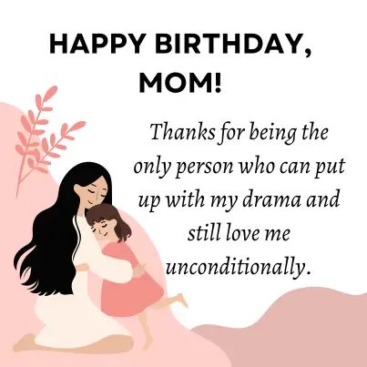 a woman holding a baby in her arms with the words happy birthday mom