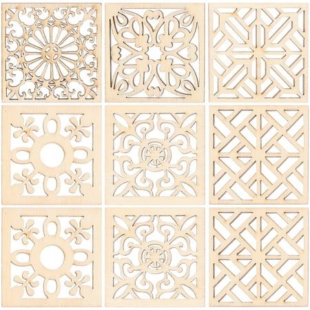 laser cutout designs for decorative wall art, including square and round shapes with flowers