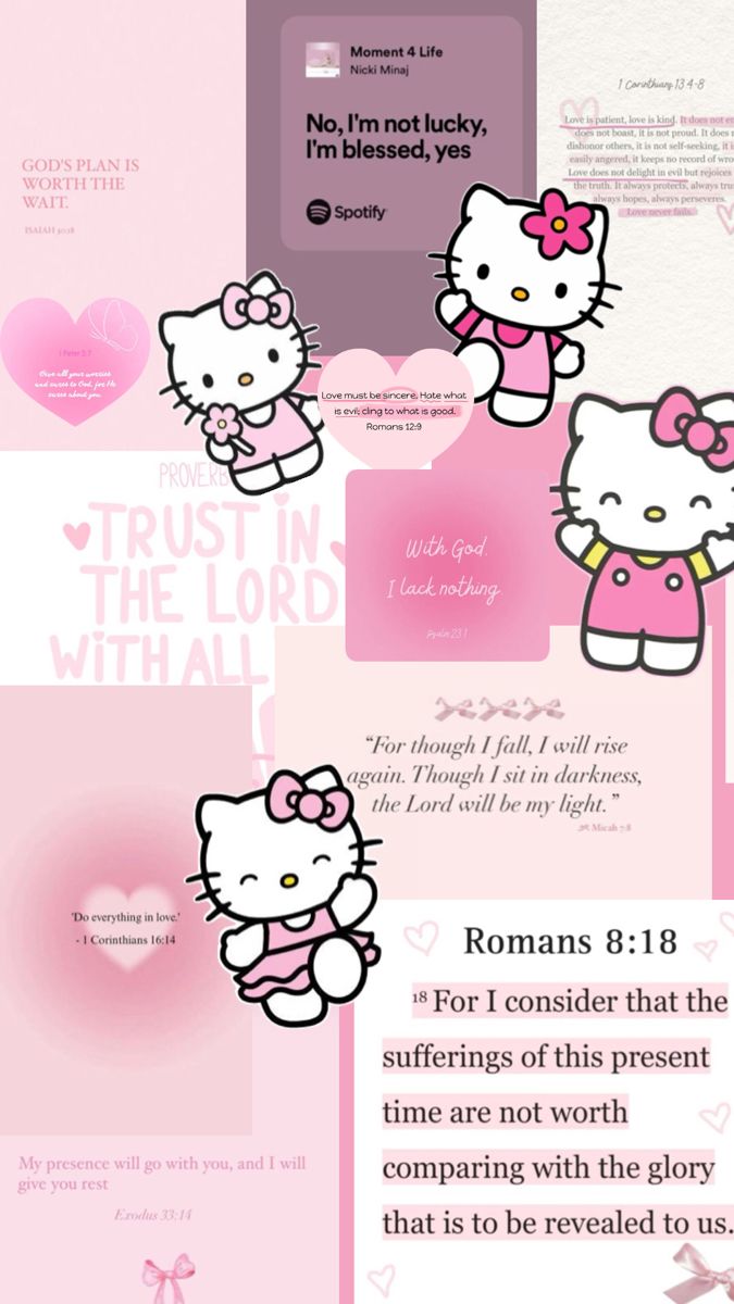 ౨ৎ⋆ ｡⋆𐙚⋆.˚₊⊹♡ hello kitty and god wallpaper pink ౨ৎ⋆ ｡⋆𐙚⋆.˚₊⊹♡! Hope For Love Quotes, Happy Bible Quotes, Hello Kitty Wallpapers, Bible Quote Tattoos, Bible Quotes Background, Christian Iphone Wallpaper, Pretty Wallpaper Ipad, God Wallpaper, Hello Kitty Wallpaper Hd