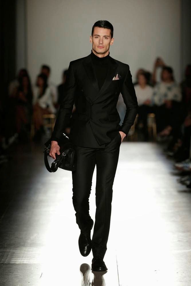 Black Suit With Gloves Men, Men’s Gala Outfits, Ysl Suits Men, Black Suit With Turtleneck Men, Runway Suits Men, Black Suit Men Aesthetic, All Black Suit Men, All Black Tuxedo, Mens Prom