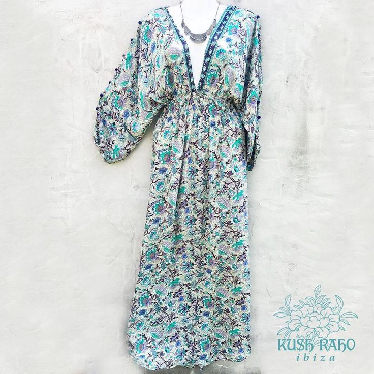 SILK LONG DRESS Love | Etsy Bohemian V-neck Rayon Maxi Dress, Bohemian V-neck Beach Dress In Rayon, Flowy Bohemian Tunic Maxi Dress, Bohemian Flowy Tunic Maxi Dress, Bohemian V-neck Midi Dress For Festival, Long Flowy Boho Print Dress, Bohemian Tunic Dress In Viscose, Flowy Rayon Maxi Dress With Boho Print, Flowy Boho Print Rayon Maxi Dress