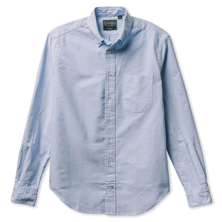 Gitman Vintage Blue Oxford Shirt Oxford Shirt Outfit, Light Denim Shirt, Blue Oxford Shirt, White Oxford Shirt, Grey Blue Dress, Oxford Shirt Men, Gitman Vintage, Grey Shirt Dress, Oxford Shirts