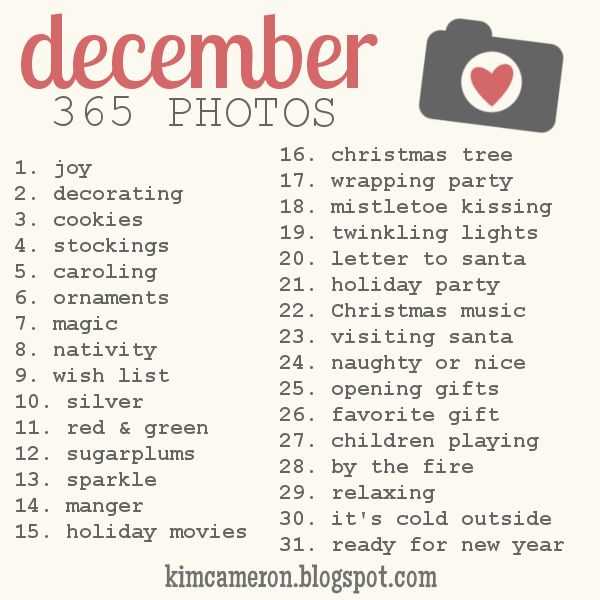 a christmas photo list with the words december