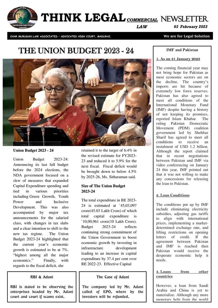 the front page of an article on the union budget