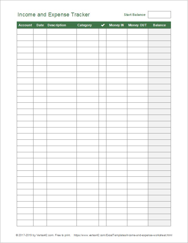 a printable sign up sheet for an invoice and expense tracker