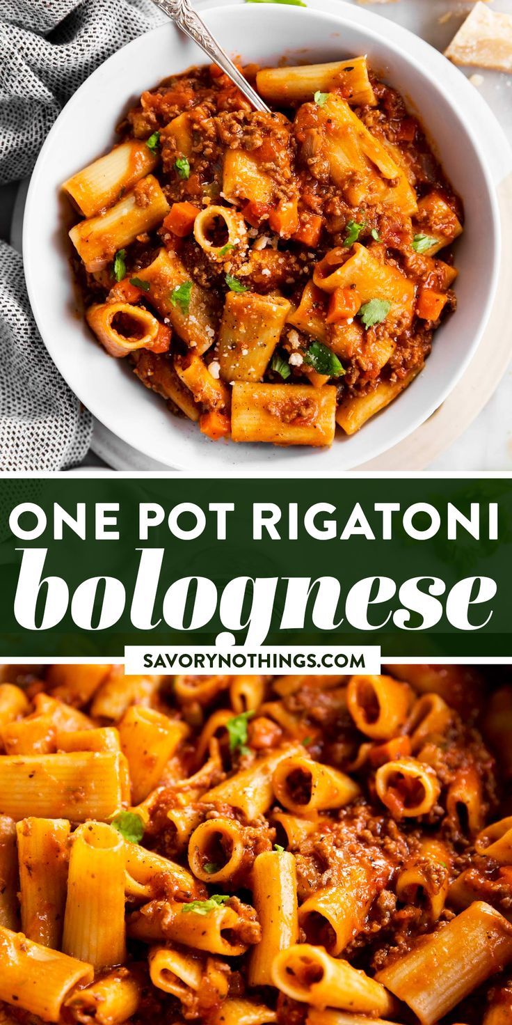 one pot riganoi bolognzoe is an easy and delicious dinner that's ready in less than 30 minutes