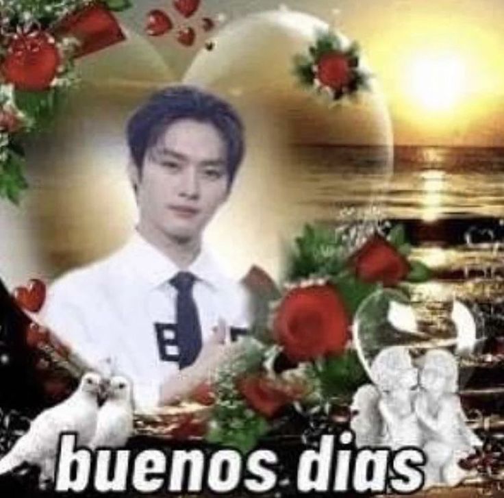 an image of a man wearing a tie with roses around his neck and the words in spanish above him