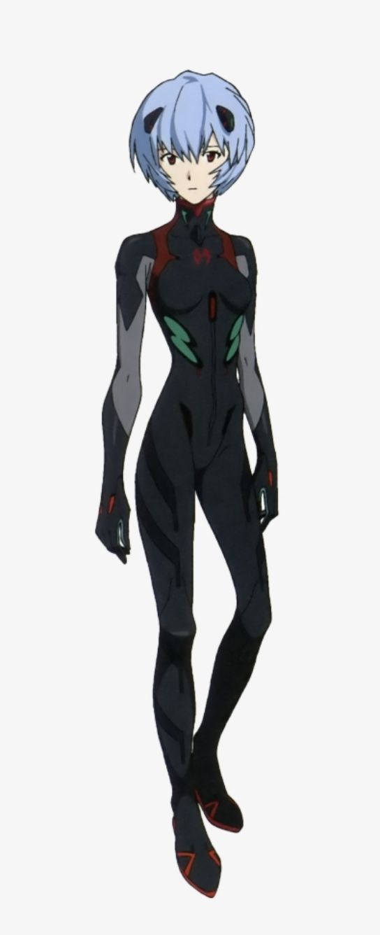 an anime character with blue hair and black body standing in front of a white background