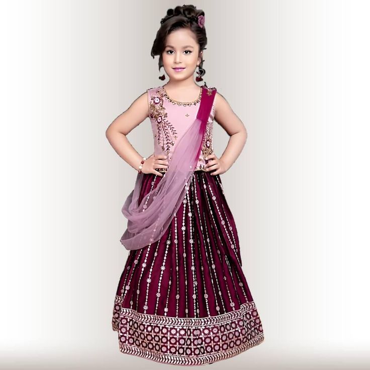 Introducing our exclusive Pink and purple lehenga Choli for little Girls! This dazzling outfit is perfect for any special occasion. The georgette Lehenga in purple with sequin embroidery is simply beautiful, and the contrast pink Choli with delicate embroidery is absolutely stunning. The shaded dupatta completes the look and makes this outfit truly exquisite. Your little girl will feel like a princess in this gorgeous outfit! #chirosbyjigyasa #indianclothingusa Purple Sequined Traditional Wear For Diwali, Purple Bollywood Traditional Wear With Sequins, Purple Sequined Lehenga For Eid, Eid Sequinned Purple Sets, Purple Sequined Dupatta For Navratri, Eid Purple Sequin Sets, Purple Sequined Sets For Eid, Purple Choli For Eid Party, Purple Party Wear Sets With Resham Embroidery