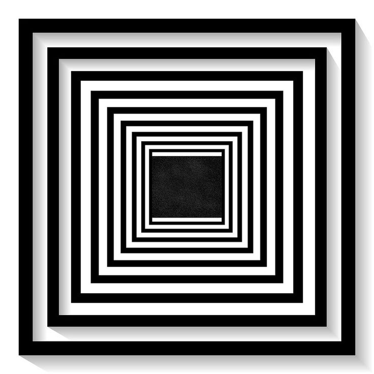 a square in the middle of a black and white background with an interlocked rectangle pattern