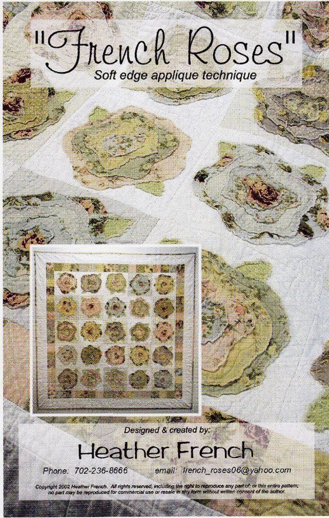 an advertisement for the french rose quilt pattern, with pictures of flowers and leaves on it