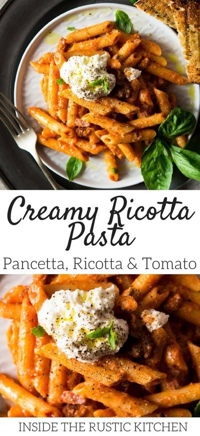 creamy ricotta pasta with pancetta and tomato sauce is the perfect side dish