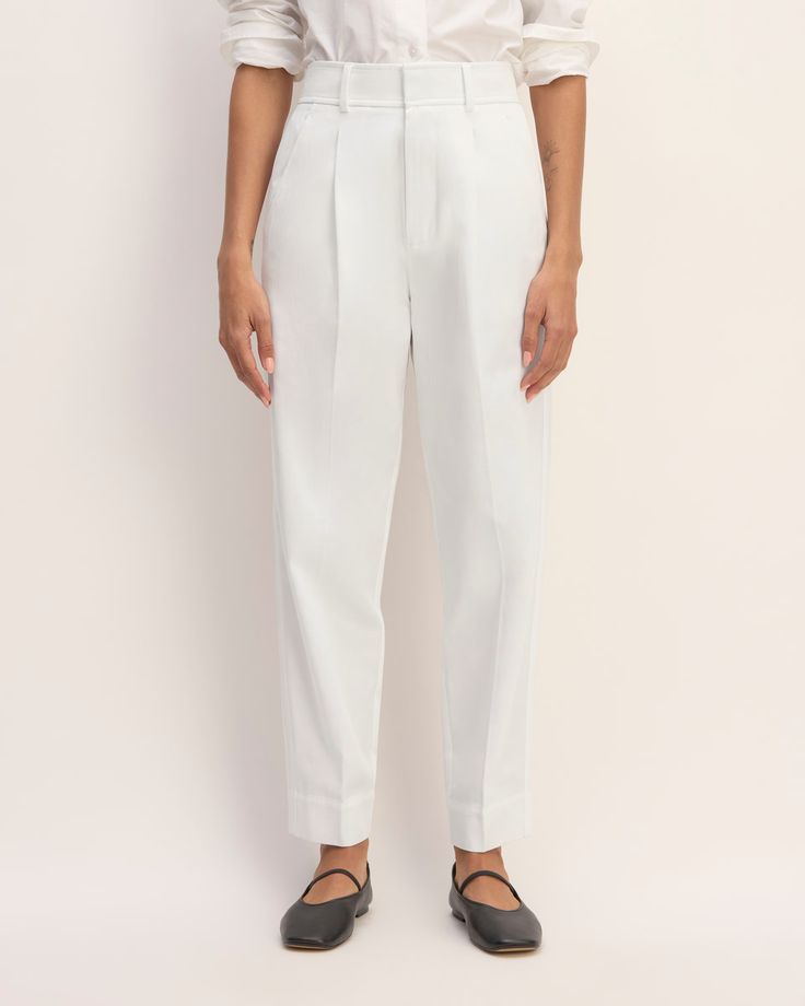 The TENCEL™ Way-High® Taper Pant White – Everlane High Taper, Tapered Pants, Oversized Blazer, Ankle Length, Talk About, Blazer, Pants, Trousers