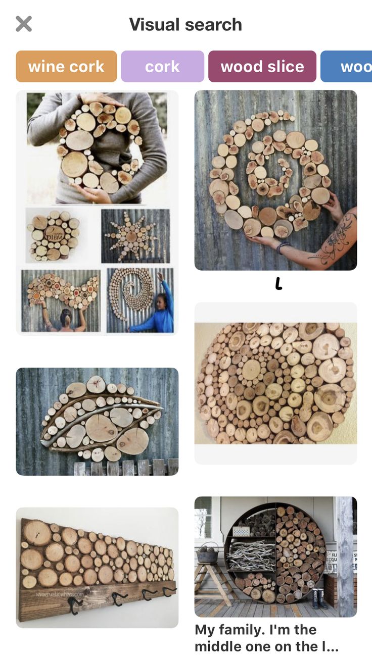 the instructions for how to make a wood slice wall art project with pictures and text