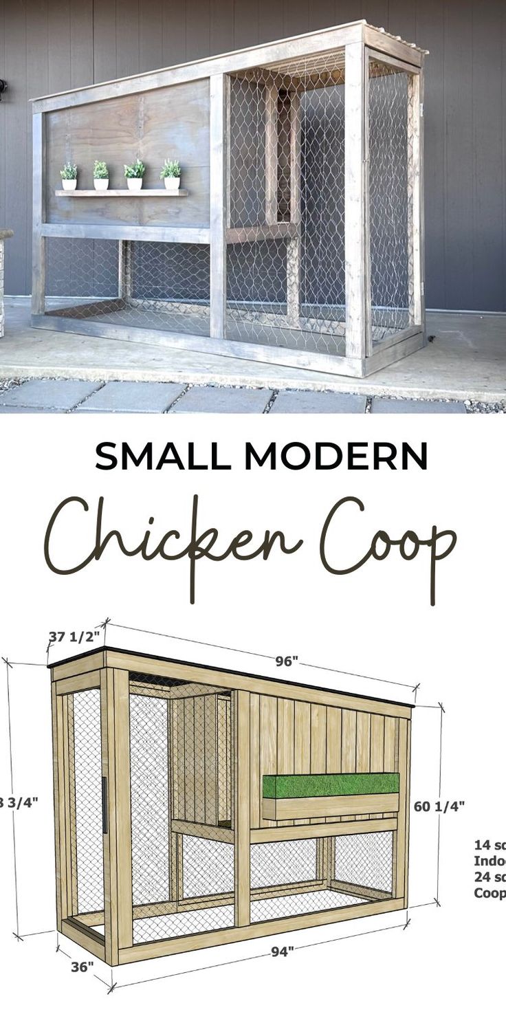 a chicken coop with measurements for the top and bottom