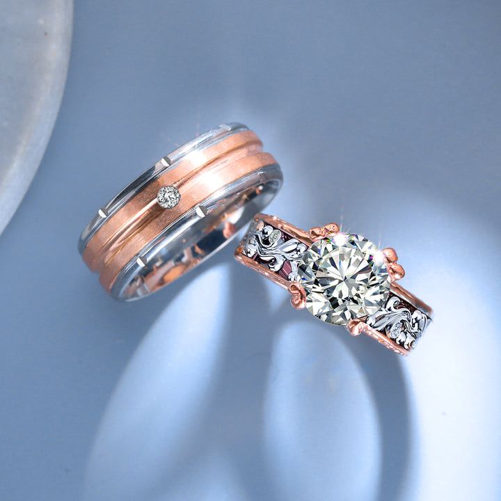 Romantic Love Rings – CouplesChoices Promise Rose Gold Couple Rings With Open Design, Rose Gold Open Couple Rings For Promise, Rose Gold Promise Couple Rings With Open Design, Rose Gold Promise Ring With Tension Setting, Promise Ring In White Gold, Couples Promise Jewelry In White Gold, White Couples Rings For Valentine's Day, Couples White Gold Ring, Promise Jewelry In Rose Gold With Tension Setting