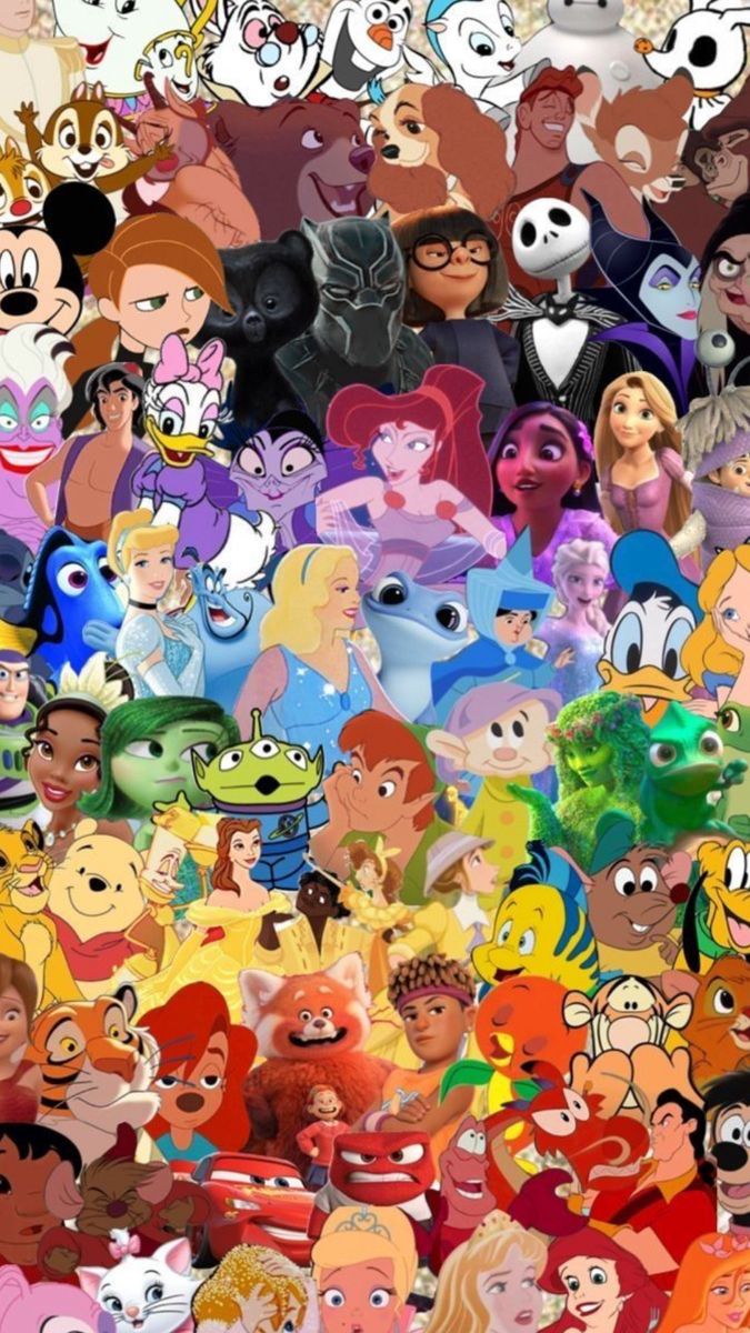 an image of many different cartoon characters in the same color and size as well as their names