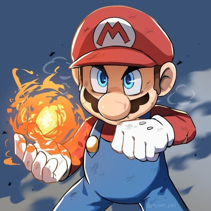 an image of mario running with fire coming out of his hand