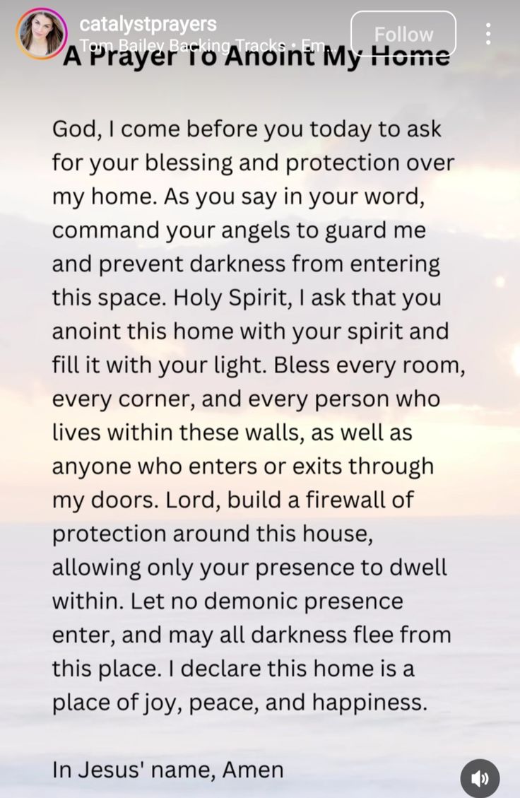 an image of the text on top of a phone screen that reads, prayer to annt my home