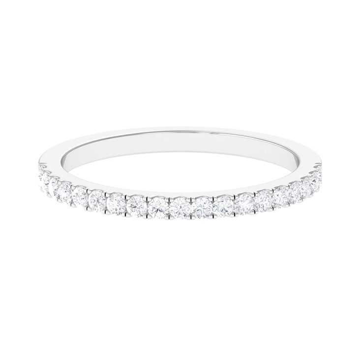 French Pave Diamond Simple Half Eternity Ring Diamond - ( HI-SI ) - Color and Clarity - Rosec Jewels Luxury Half Eternity Round Cut Jewelry, Diamond Half Eternity Band, Half Eternity Ring Diamond, Simple Diamonds, Half Eternity Band, Eternity Band Ring, Half Eternity Ring, 18k Yellow Gold Ring, Pave Setting