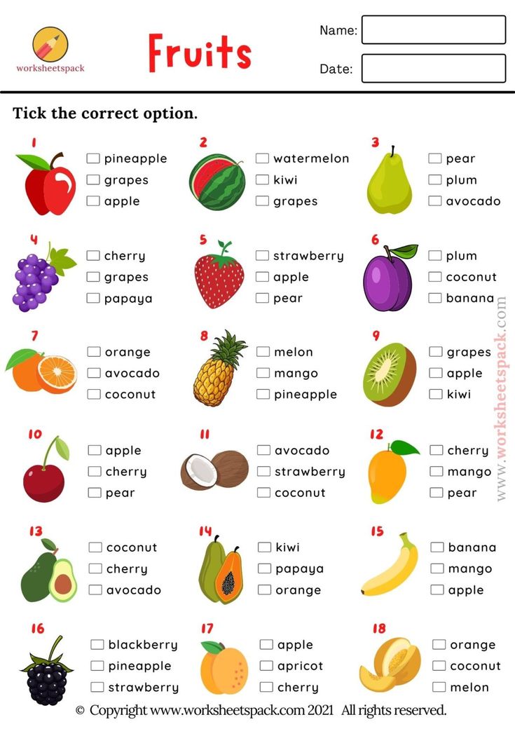 fruit worksheet for kids to practice their english language skills and learn how to use it