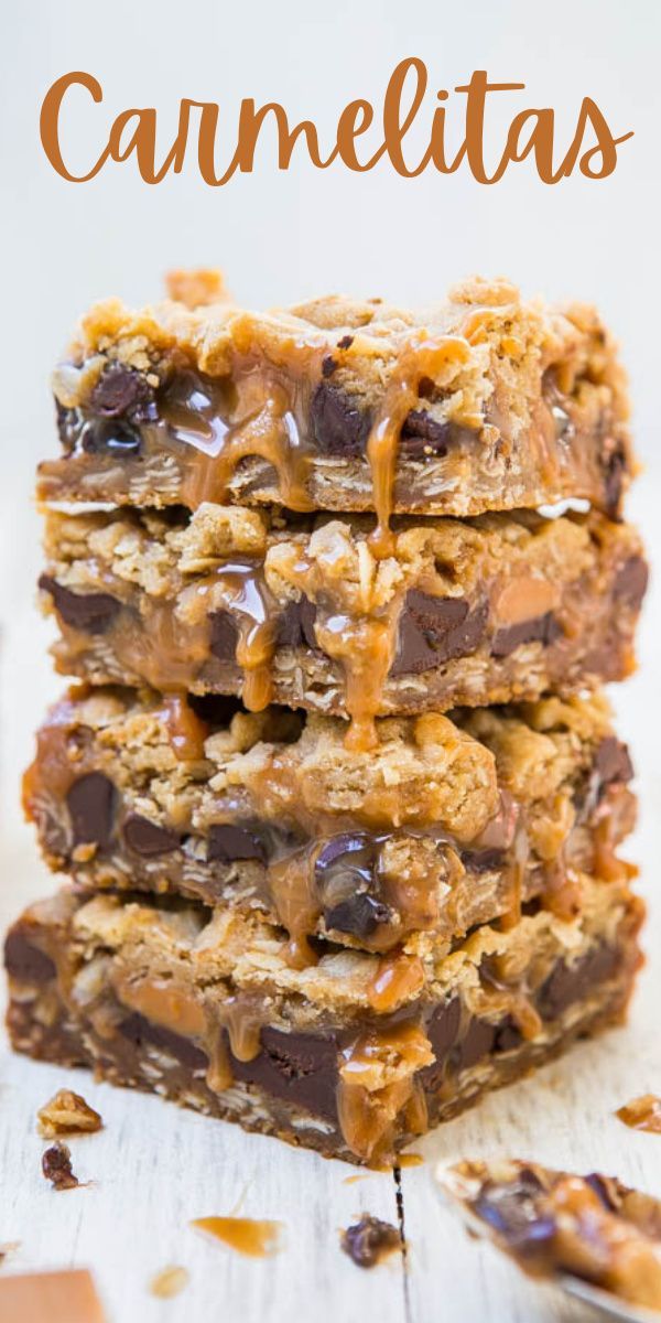 Carmelitas Recipe, Easy Dessert Bars, Chicke Recipes, Dessert Parfait, Caramel Desserts, Dessert Bar Recipe, Chocolate Chip Cookie Bars, Caramel Recipes, Cookie Bar Recipes