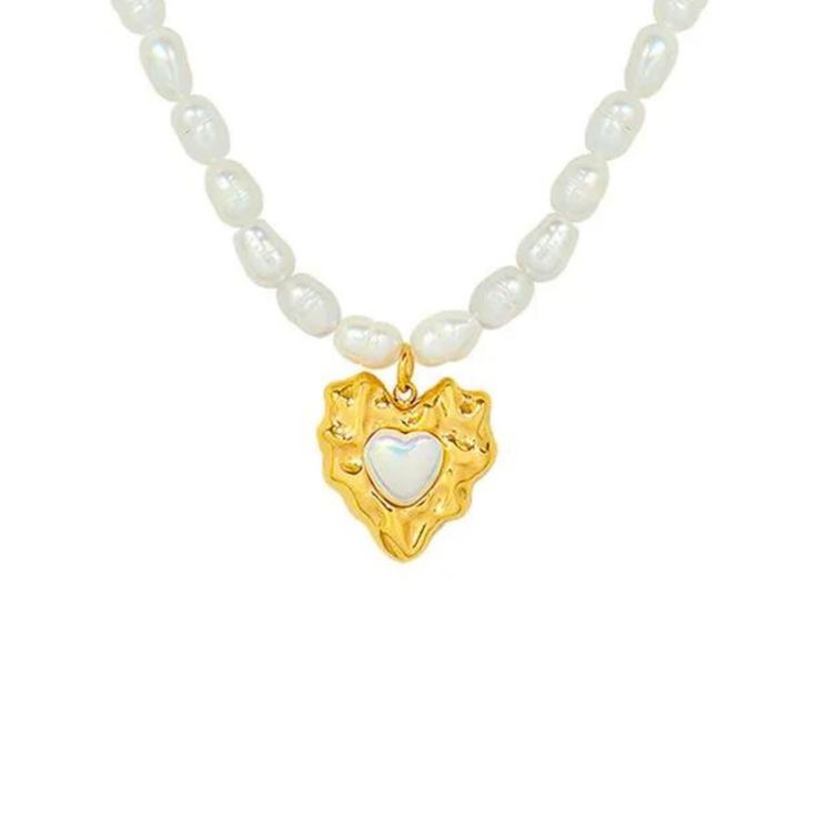 Express your elegance with our Heart Pearl Necklace, featuring a lustrous pearl gracefully suspended from a delicate heart-shaped pendant. This timeless design combines the classic beauty of pearls with a touch of romantic charm. Elevate any ensemble with this exquisite necklace, perfect for adding a hint of sophistication and love to your look. Made with Brass base with a thick layer of high quality 18k gold plating ensuring lasting quality.  This product is waterproof, tarnish-free, sweatproof, hypoallergenic and has a 1 Year Warranty.  Beaded with freshwater pearls.  Although our pieces are Waterproof and tarnish free, we recommend keeping them as dry as possible so they can stay golden and last you many years.   Every order comes with a Nazzar branded custom soft microfiber cloths whic Heart Pearl Necklace, Glamorous Jewelry, Stay Golden, June Birthstone Jewelry, Pearl Jewellery Earrings, Jewelry Ring Box, Men's Jewelry Rings, Chic Jewelry, Evil Eye Jewelry