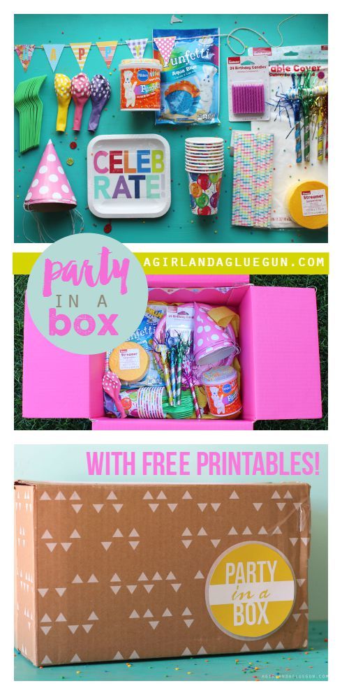 the party in a box with free printables