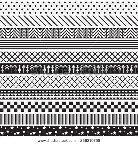 an abstract black and white pattern with stars, stripes and dots on the bottom half