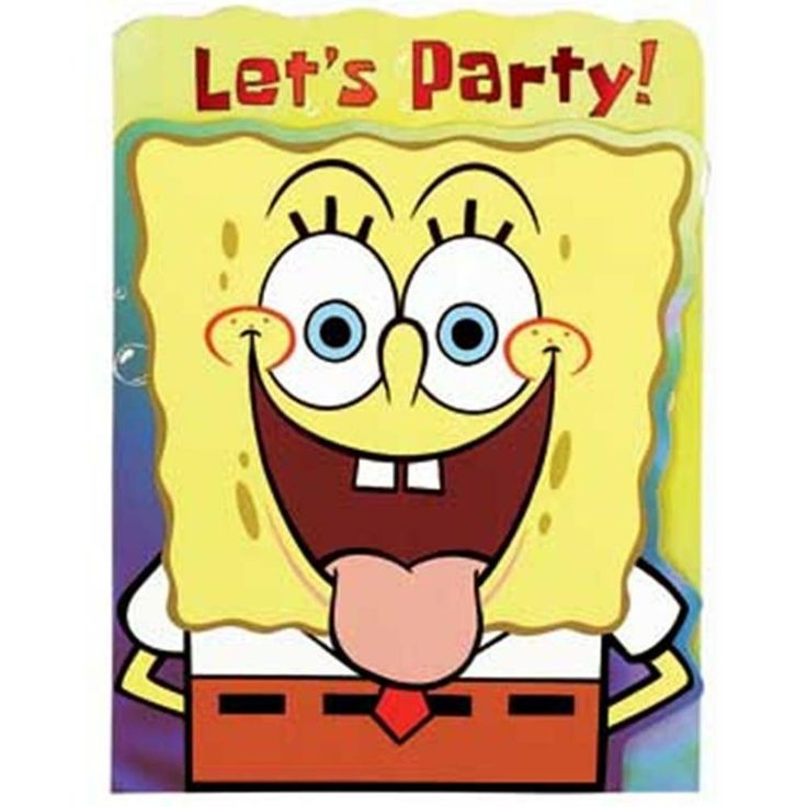 an image of a spongebob party sign with the words, let's party