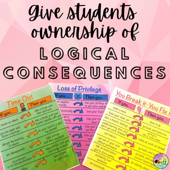 three posters with the words give students ownership of local consequents on them