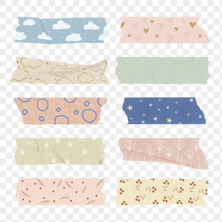 six different types of headbands with hearts and stars on them, transparent background