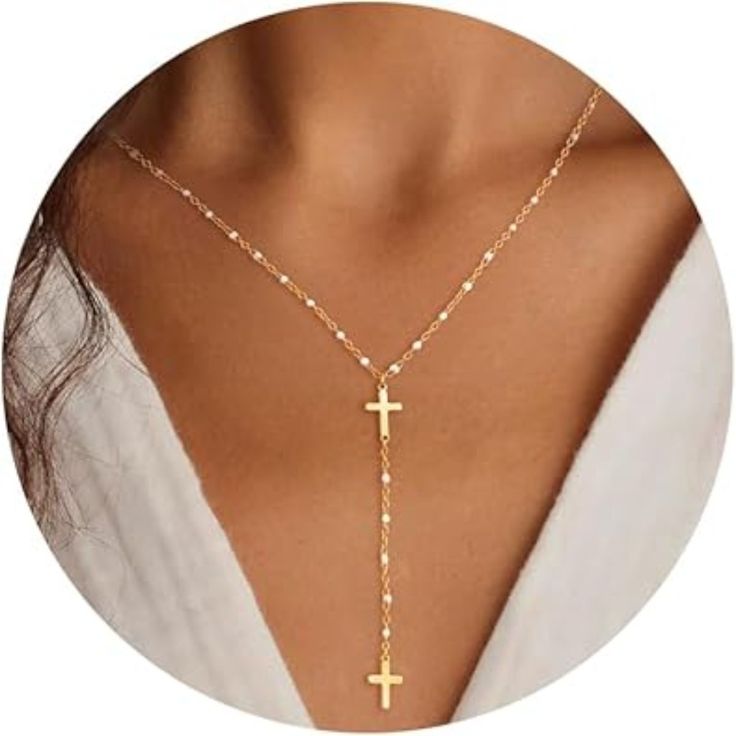 This Trendy 14k Gold-Plated Cross Necklace For Women Features A Sleek, Modern Design That Complements Any Outfit. The Long Chain And Delicate Cross Pendant Make It A Perfect Accessory For Layering Or Wearing Alone. Ideal For Everyday Wear Or Special Occasions, This Elegant Piece Adds A Touch Of Sophistication To Your Style. Durable And Hypoallergenic, It's Crafted To Ensure Lasting Shine And Comfort. Wedding Cross Necklace, Elegant Cross Necklace For Mother's Day, Gold Cross Chain Necklace Elegant Style, Elegant Gold Cross Chain Necklace, Elegant Cross Necklaces For Jewelry Making, Elegant Gold Cross Necklace For Mother's Day, Clavicle Chain Necklace With Cross Pendant, Spiritual Yellow Gold Necklaces, Gold Cross Pendant Necklaces For Mother's Day