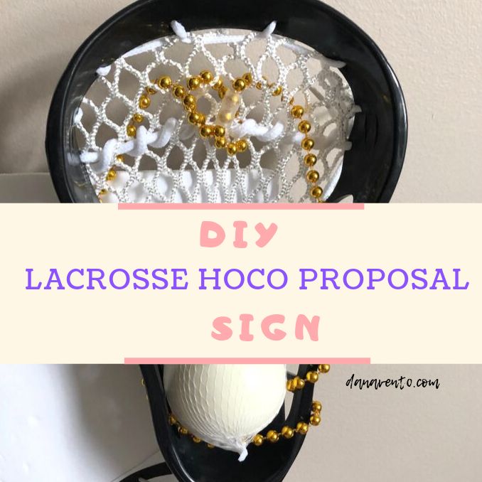 a sign that says diy lacrosse hocco proposal sign on it with beads