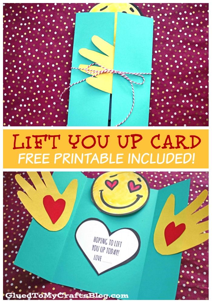 a handprinted card that says, lift you up card free printable included