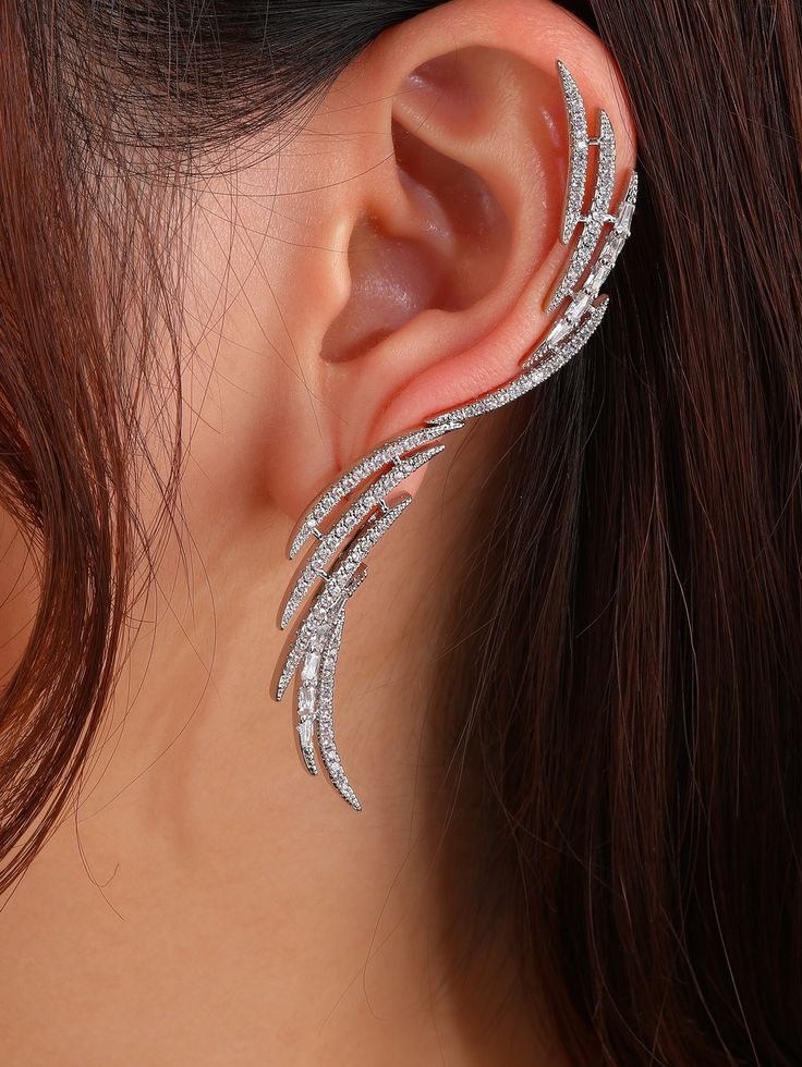 Silver Glamorous Collar  Copper   Embellished   Women's Fashion Jewelry Award Room, Fancy Earrings Gold, Shein Earrings, Classy Earrings, Embellished Fashion, Fancy Earrings, Luxury Earrings, Tiffany Jewelry, Fancy Jewellery