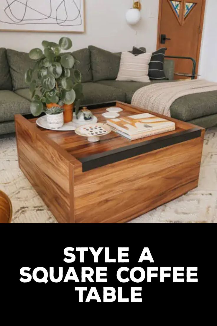 How to Style a Square Coffee Table Oversized Square Coffee Table, Square Coffee Table Decor, Square Coffee Table Styling, Coffee Table For Small Living Room, Square Coffee Tables, Oversized Coffee Table, Large Square Coffee Table, Center Table Decor, Brown Coffee Table