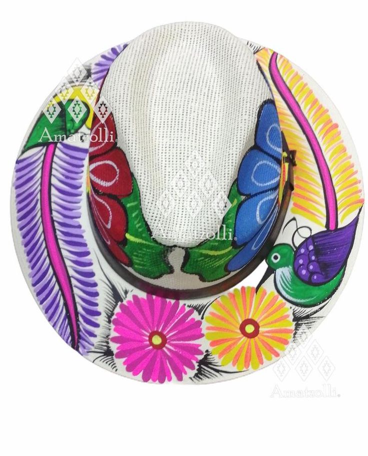 Multicolor Hand Painted Hat With Curved Brim, Bohemian Multicolor Hand Painted Straw Hat, White Artisan Hand Painted Hats, Artistic Hand Painted Panama Hat, Multicolor Hand-painted Straw Hat For Vacation, Multicolor Hand Painted Straw Hat For Vacation, Multicolor Hand Painted Beach Hats, Multicolor Artisan Toquilla Straw Hat, Artisan Multicolor Toquilla Straw Hat