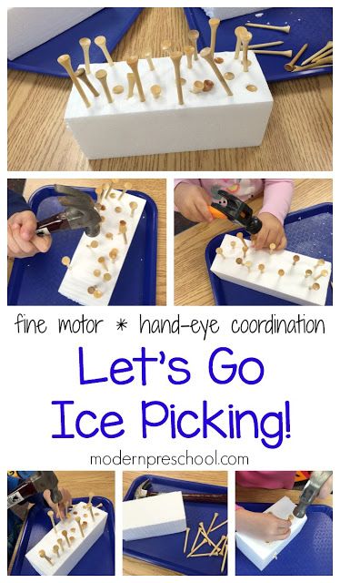 a collage of photos showing how to make ice pickers with popsicle sticks